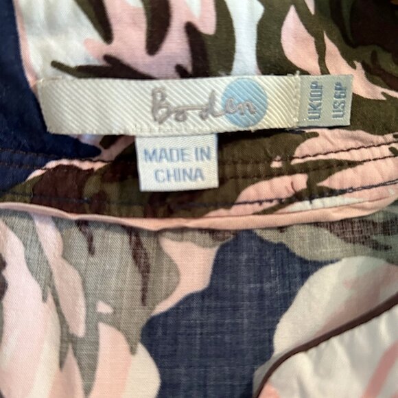 Boden mini dress/tunic in deep blue w pink floral SIZE 6P - Picture 4 of 12